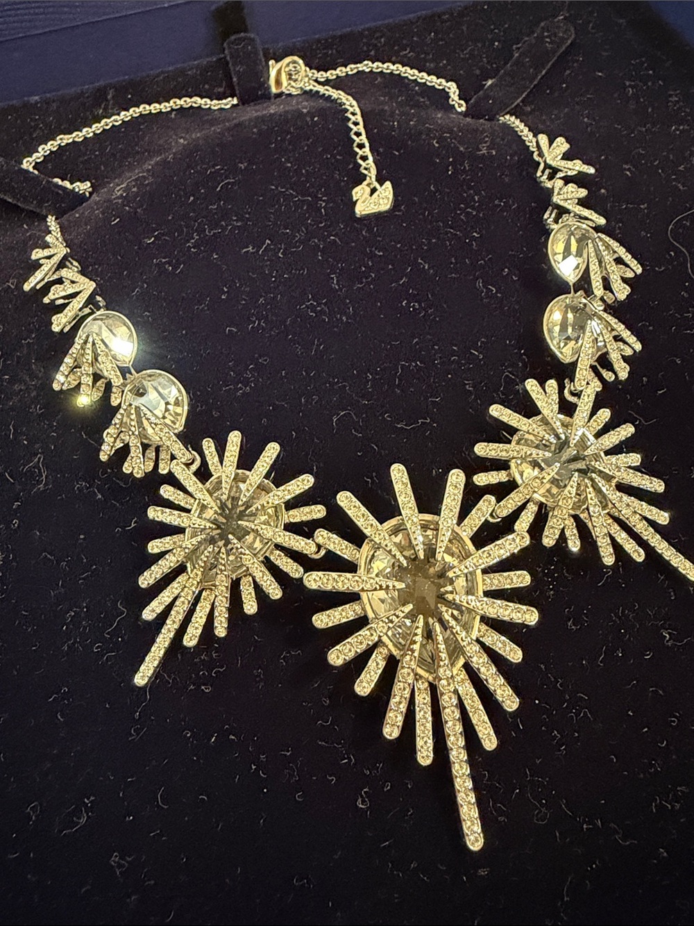 Swarovski Gold Starburst Crystal Statement Necklace - Picture 6 of 14